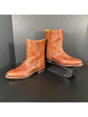 Vintage Frye JET Boots Leather Western Roper Style 76589 Womens 10M Cognac Brown